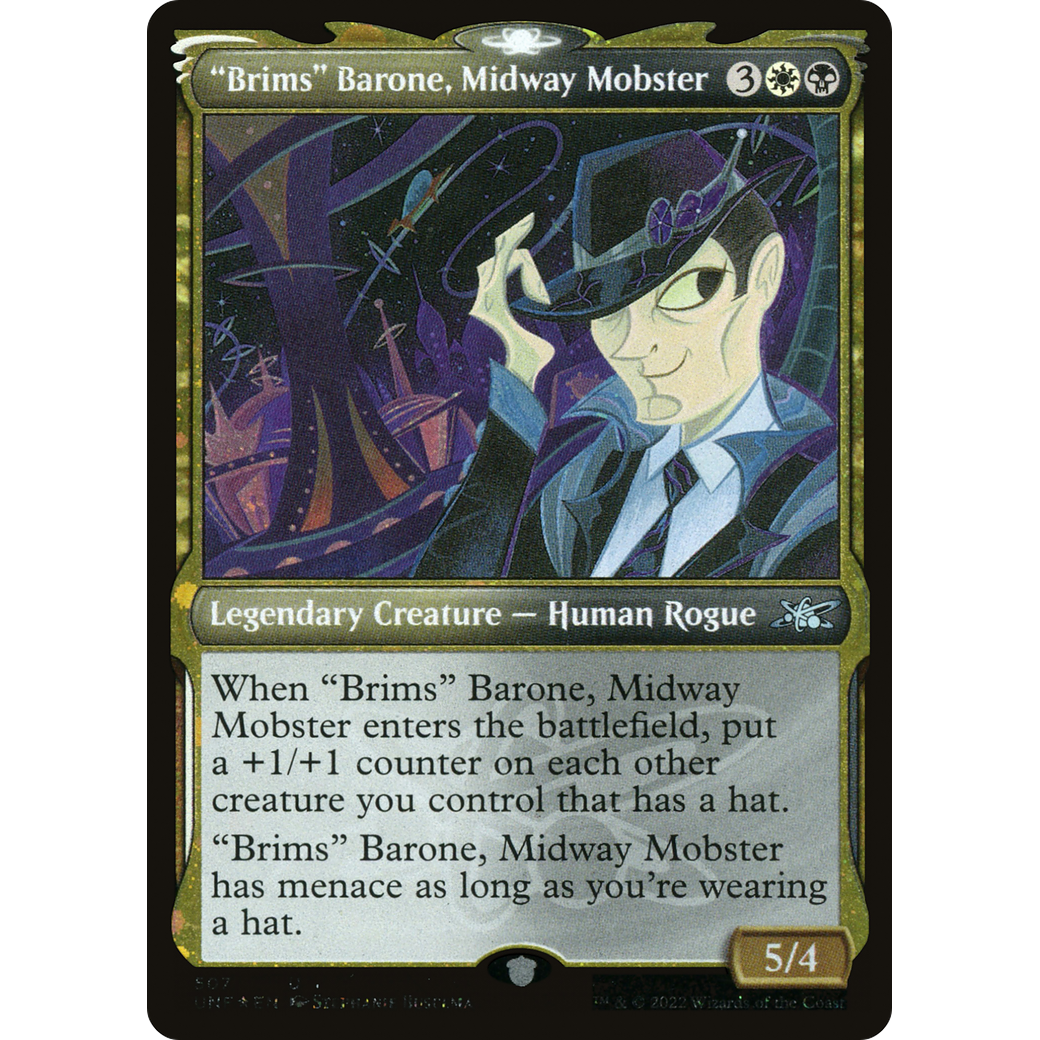 "Brims" Barone, Midway Mobster (Showcase) (Galaxy Foil) (UNF-507) - Unfinity: (Showcase) Foil