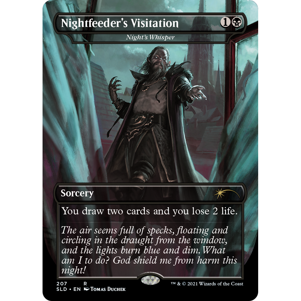 Nightfeeder's Visitation - Night's Whisper (SLD-207) - Secret Lair Drop / Nightfeeder's Visitation (Borderless)