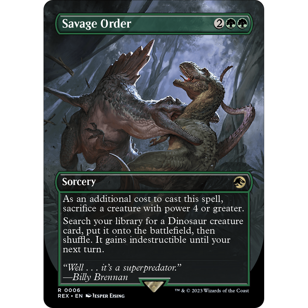 Savage Order (Borderless) (REX-006) - Jurassic World Collection (Borderless) Foil