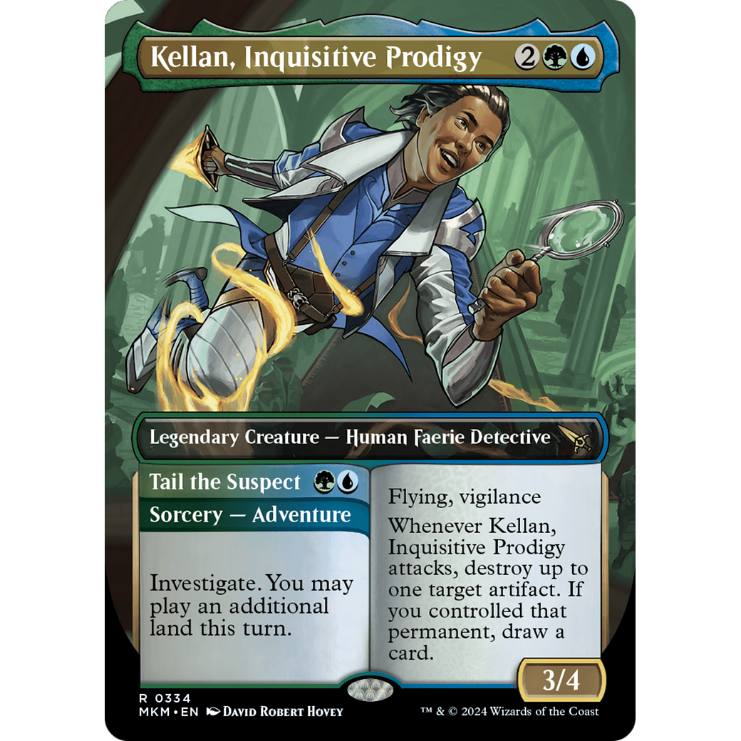 Kellan, Inquisitive Prodigy // Tail the Suspect (MKM-334) - Murders at Karlov Manor (Borderless) Foil
