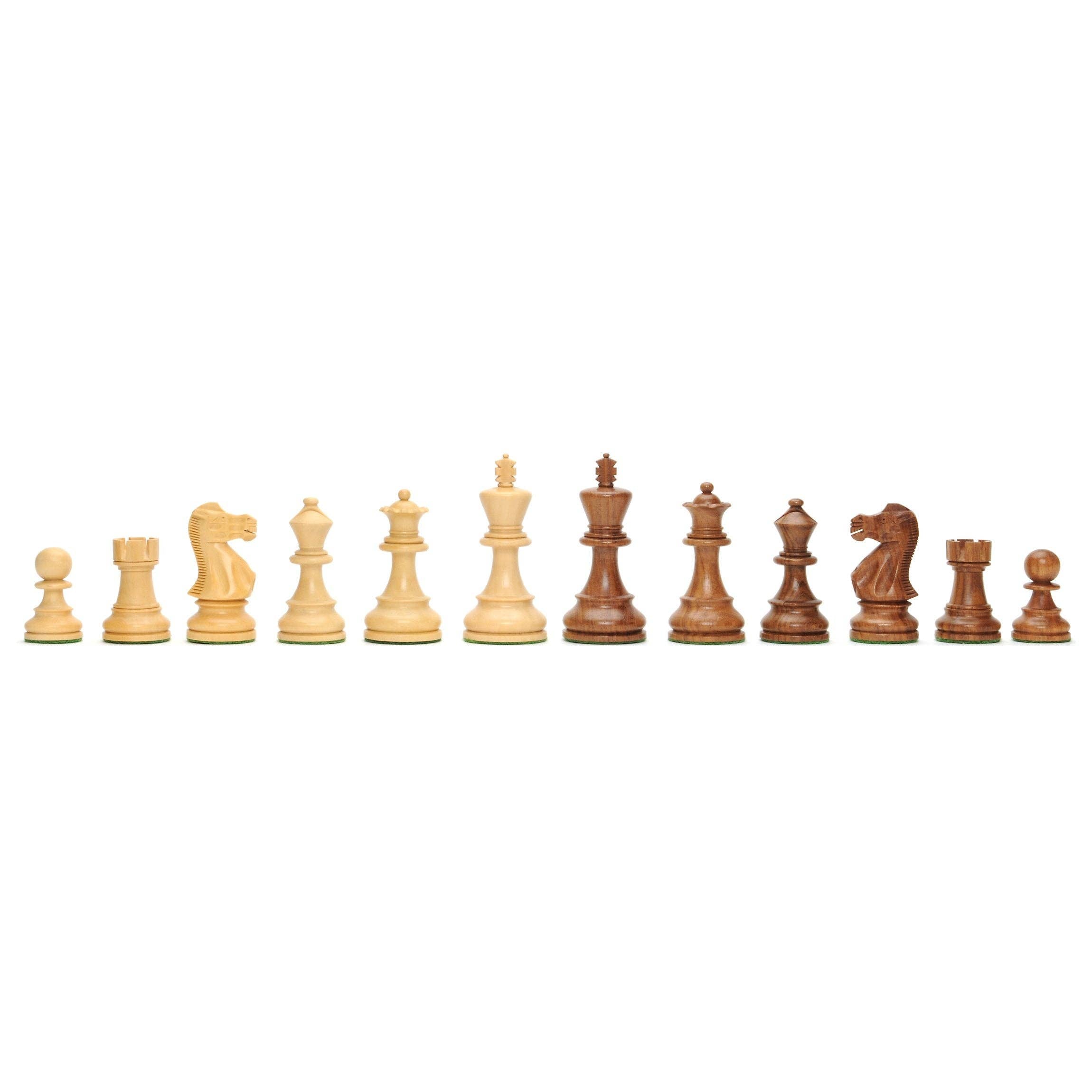 Wooden English Chess Pieces, Weighted with 3.5 inch King