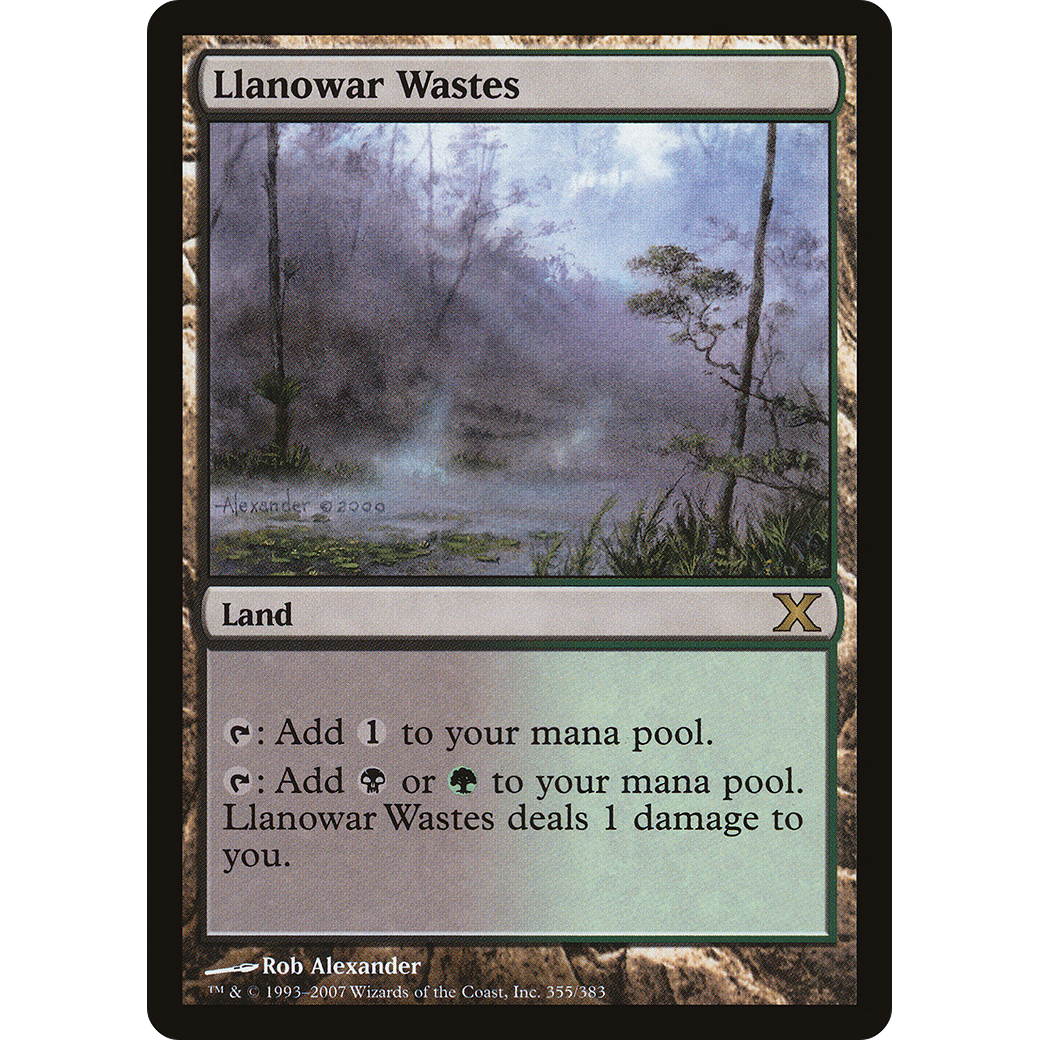 Llanowar Wastes (10E-355) - Tenth Edition Foil