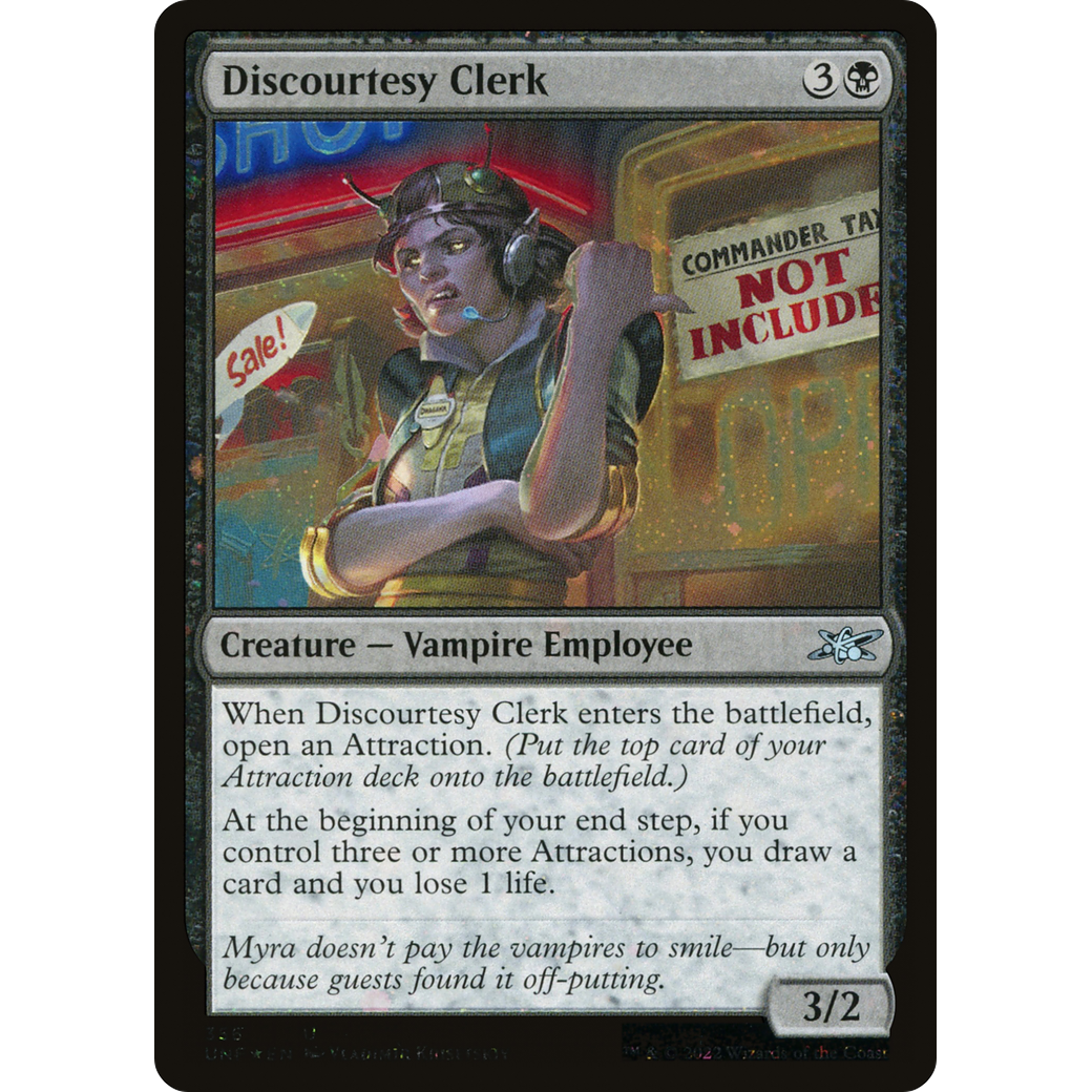 Discourtesy Clerk (Galaxy Foil) (UNF-356) - Unfinity Foil