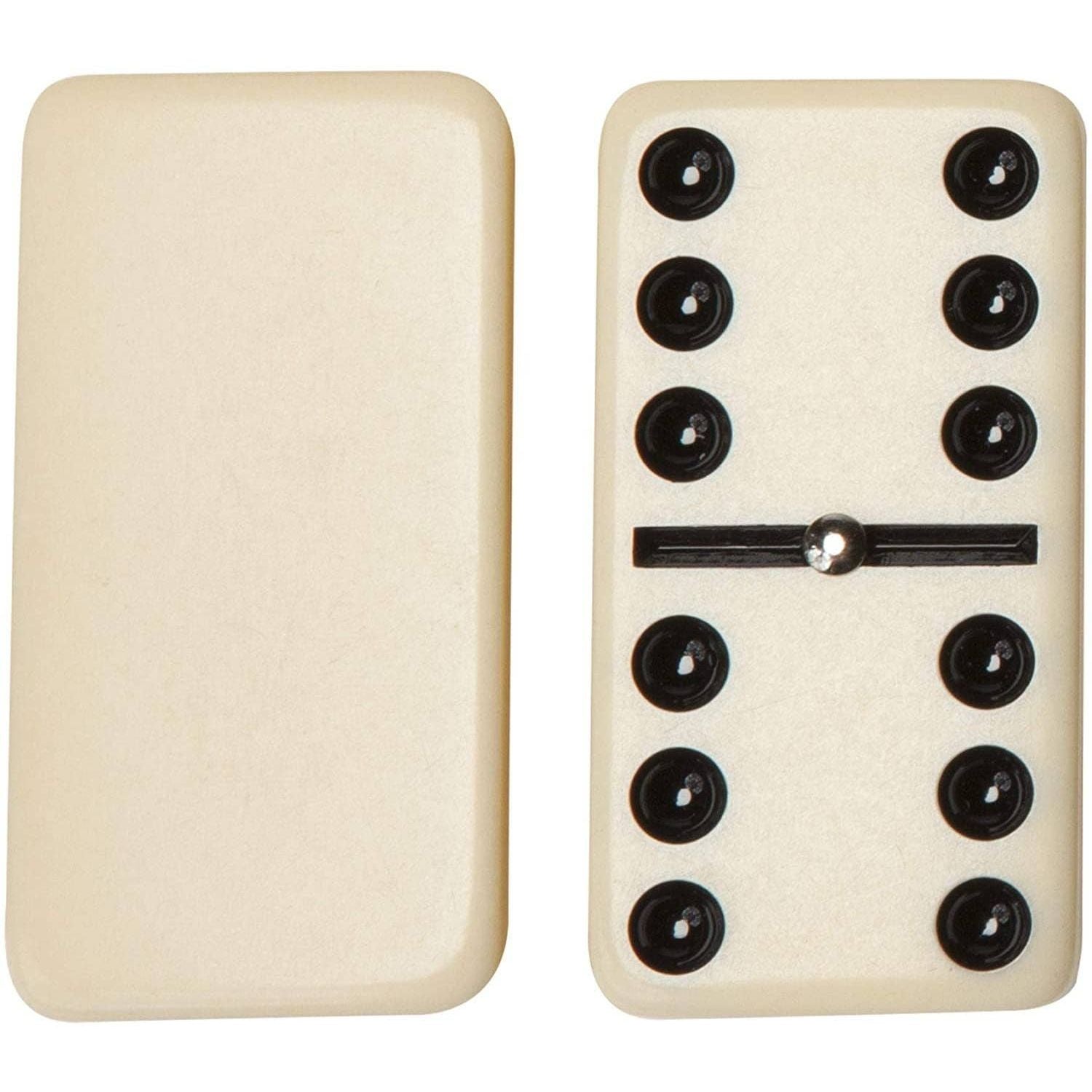 Double Six Dominoes with Spinners - Ivory Tiles, Club Size