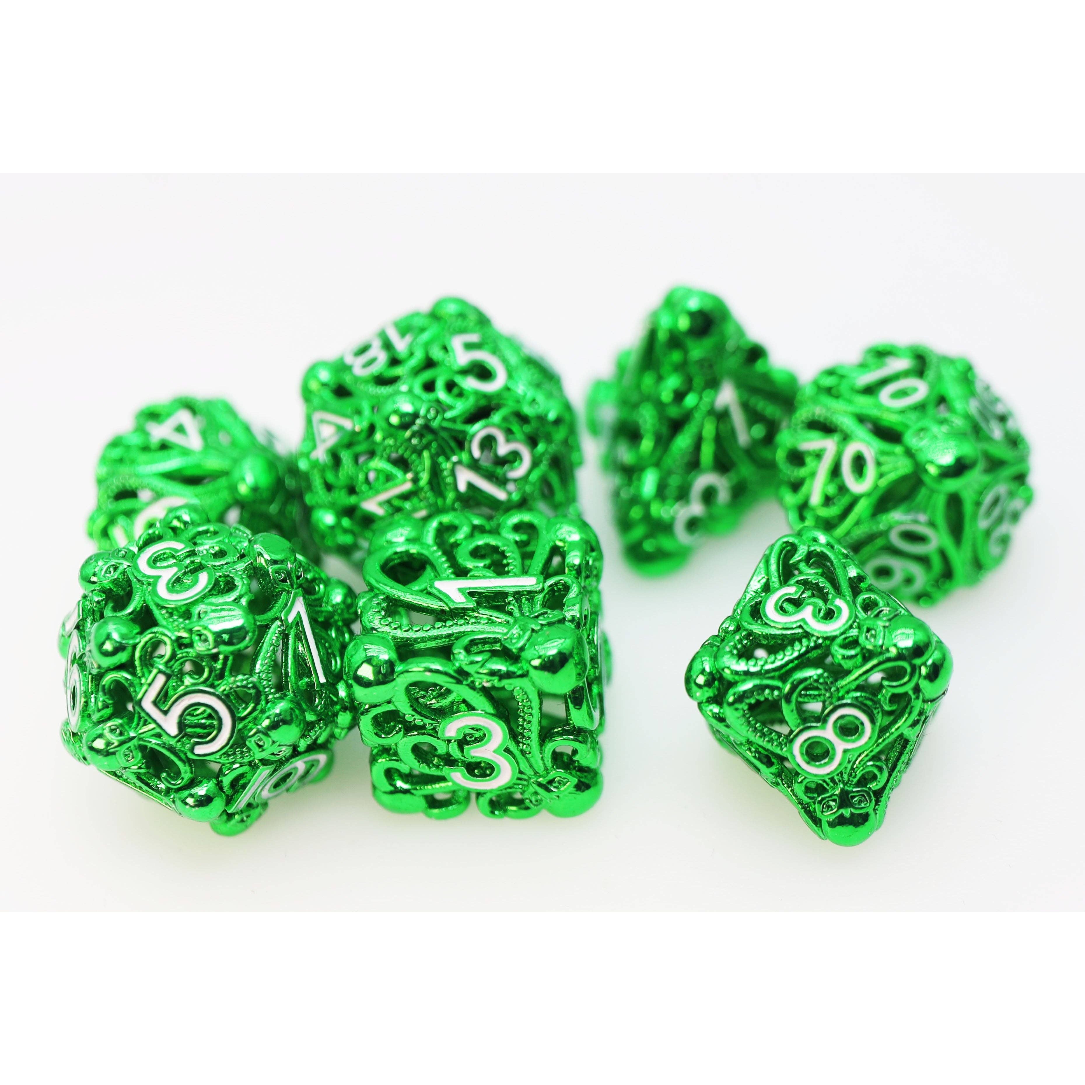 Mind Eater: Green - Hollow Metal RPG Dice Set