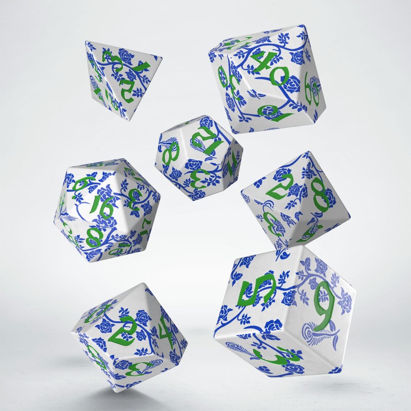 Porcelain Full Art Set of 7 Polyhedral Dice