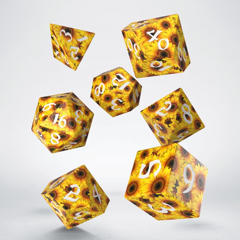 Sunflower Full Art Set of 7 Polyhedral Dice