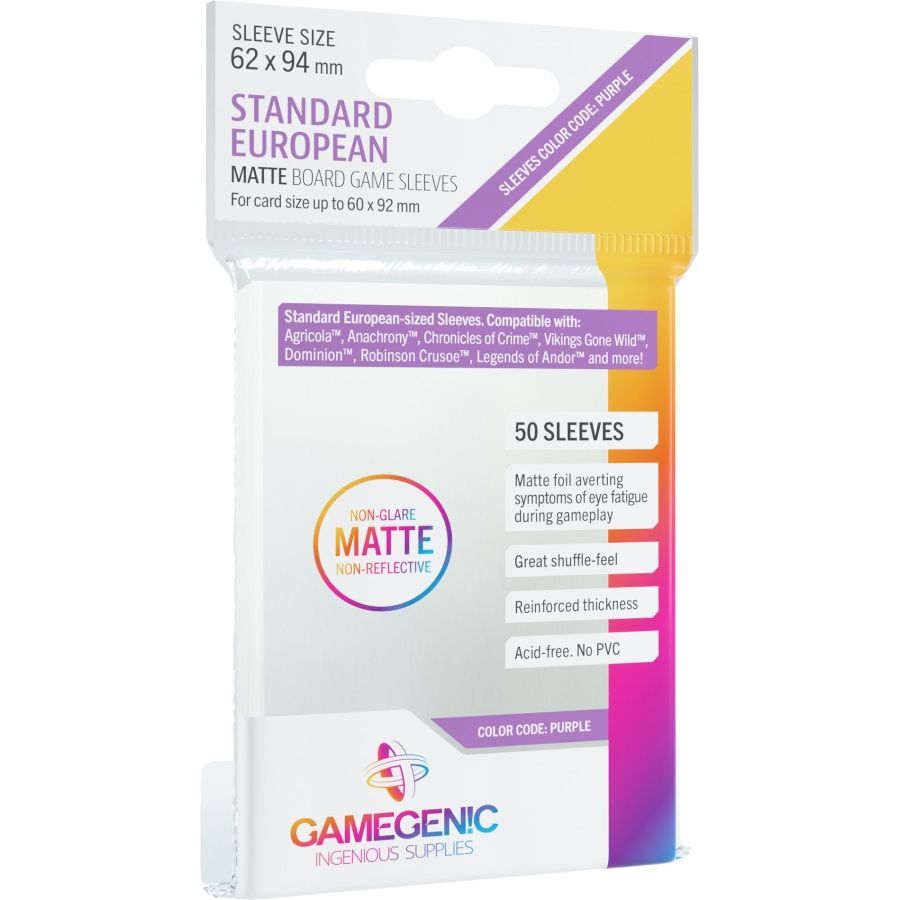 Gamegenic: Standard European 50ct Matte Sleeves 62 X 94mm