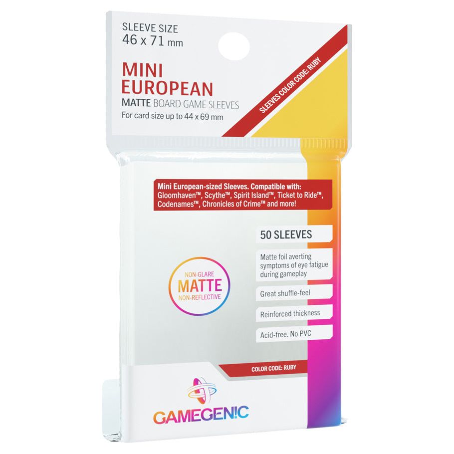 Gamegenic: Mini European Ruby 50ct Matte Sleeves 46 X 71mm