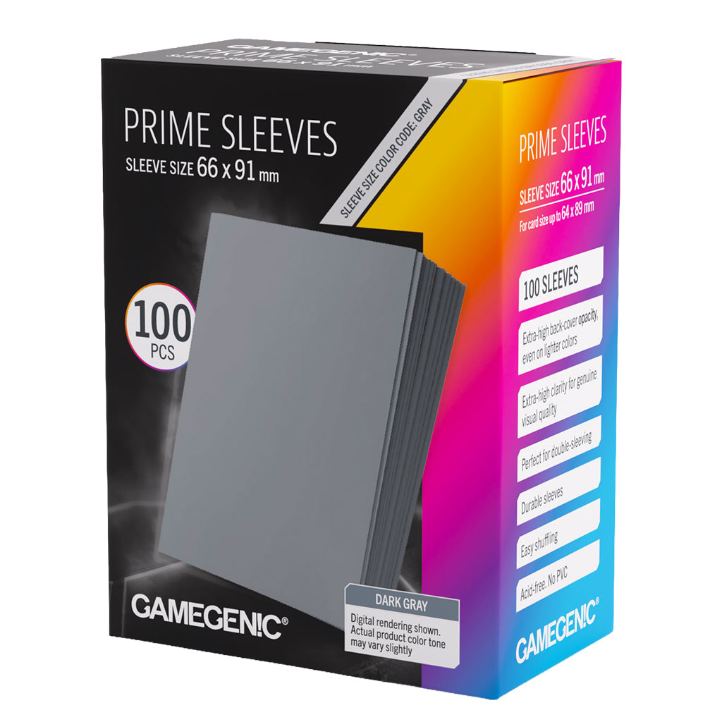 Gamegenic: Dark Gray 100ct Prime Sleeves 66x91mm