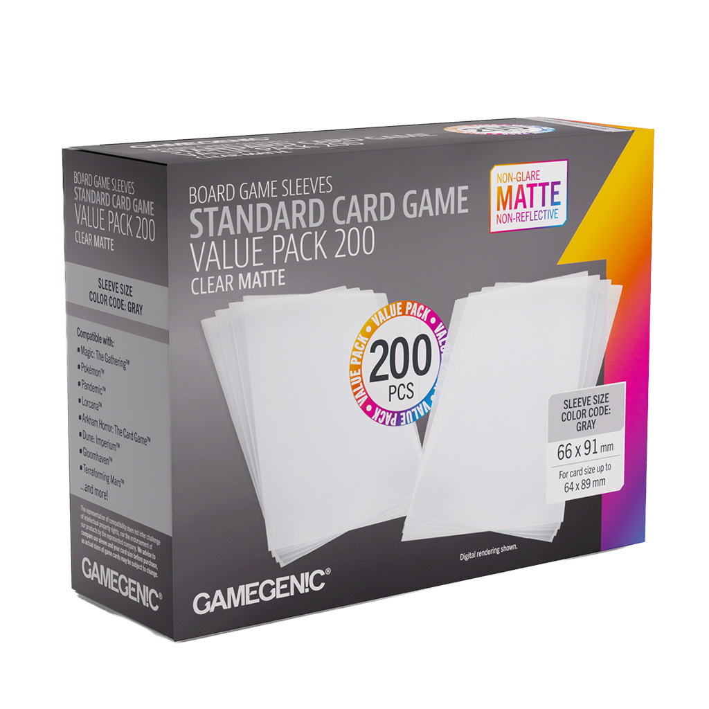 Gamegenic: Standard 200ct Sleeves Matte Clear 66 x 99mm