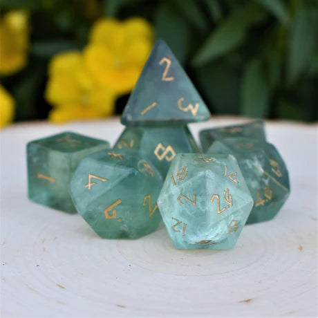 Green Fluorite 7-Set Stone Dice
