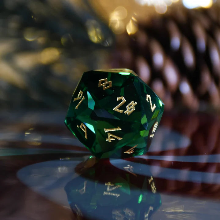 Misty Mountain - Emerald - 7-set Multifaceted Glass Dice