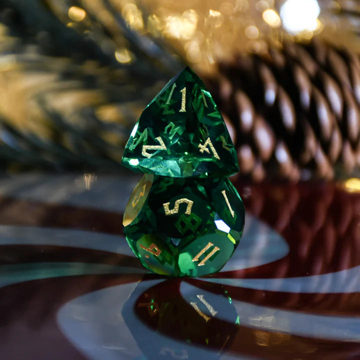 Misty Mountain - Emerald - 7-set Multifaceted Glass Dice