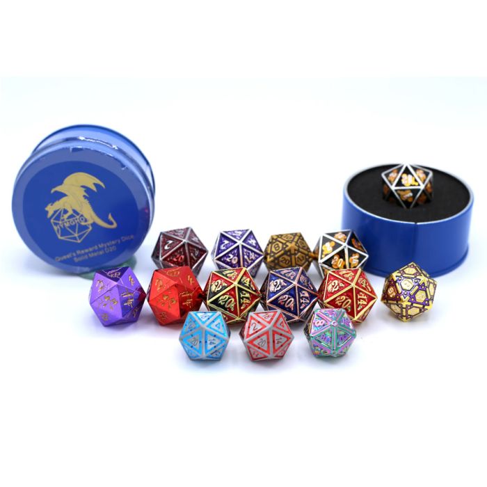 d20 Quest's Reward Mystery Solid Metal Dice