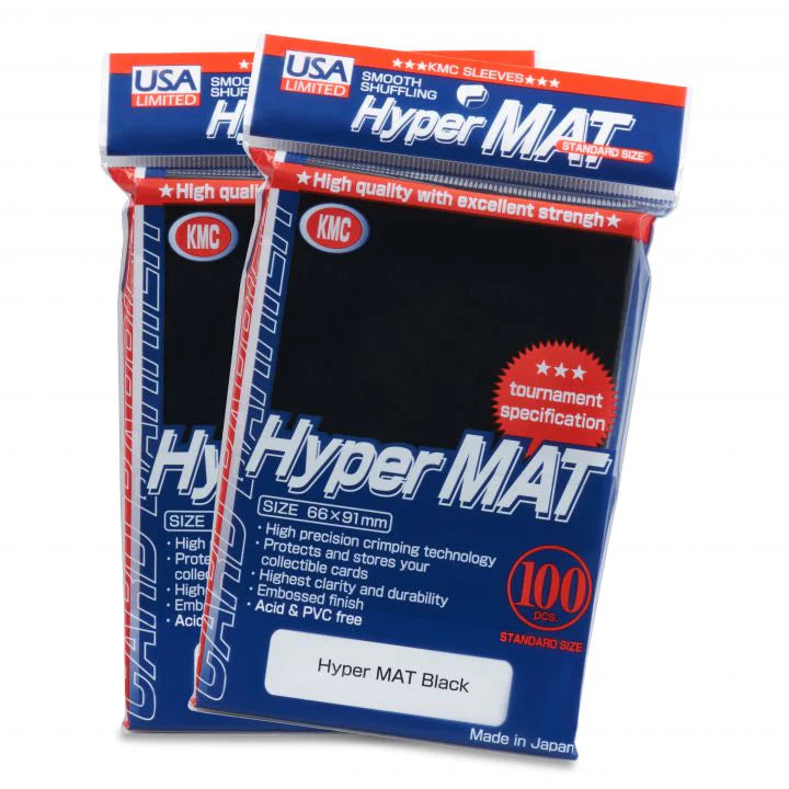 KMC: Black Hyper Mat 100ct Sleeves (Matte)