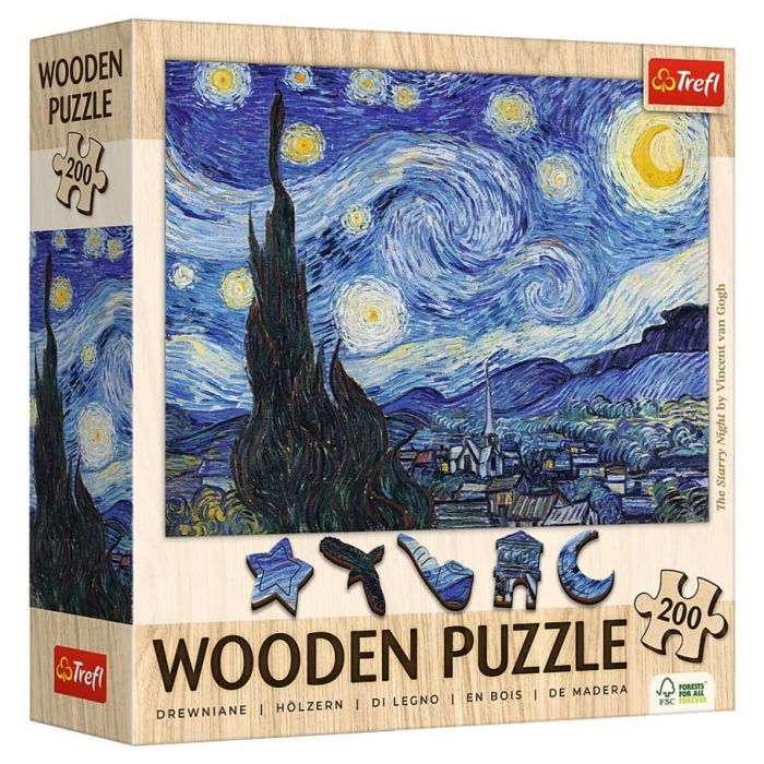 Vincent Van Gogh The Starry Night 200pc Wooden Puzzle