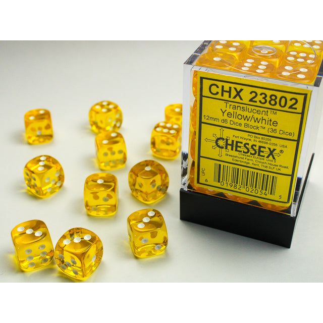 Chessex Translucent Small Yellow/White Six-Sided 12mm Dice