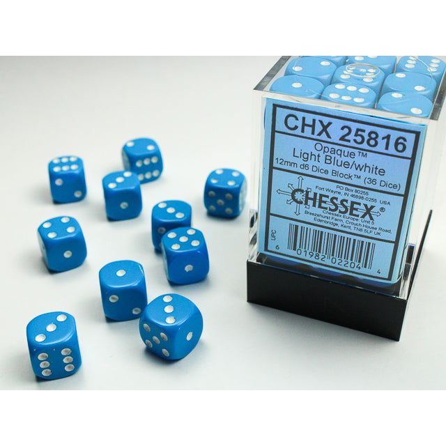 Chessex Opaque Light Blue/white Six-Sided 12mm Dice