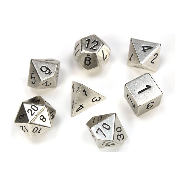 Chessex Silver Metal Polyhedral 7-Set Dice