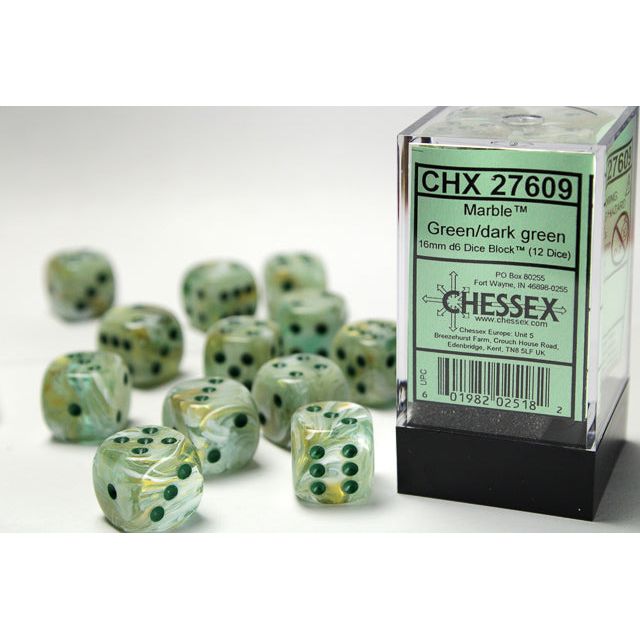 Chessex Marble Green/Dark Green Six-Sided 16mm Dice