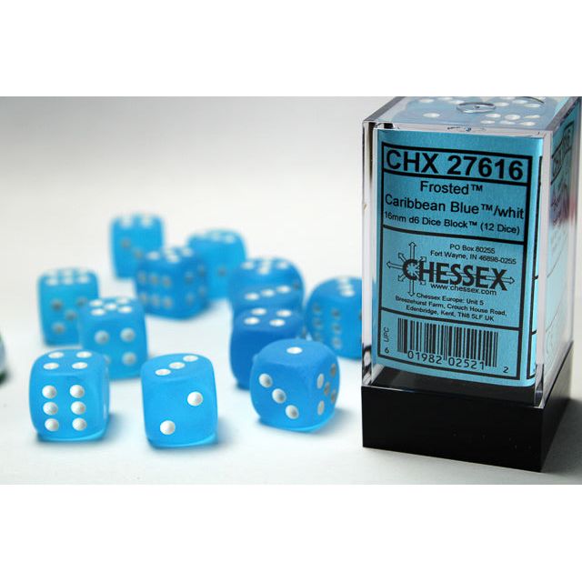 Chessex Caribbean Blue/White Six-Sided 16mm Dice