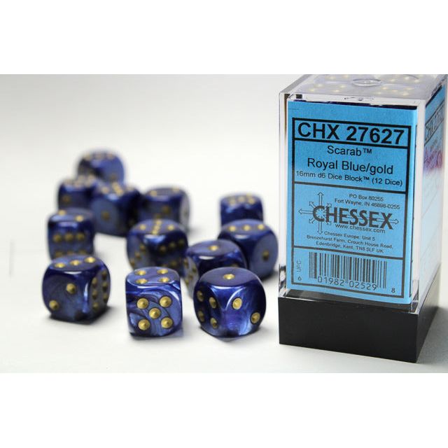 Chessex Scarab Royal  Blue/Gold Six-Sided 16mm Dice