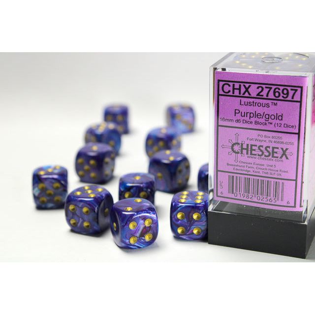 Chessex Lustrous Purple/Gold 16mm Dice