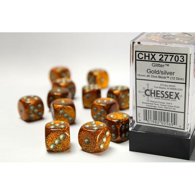 Chessex Glitter Gold/Silver 16mm Dice