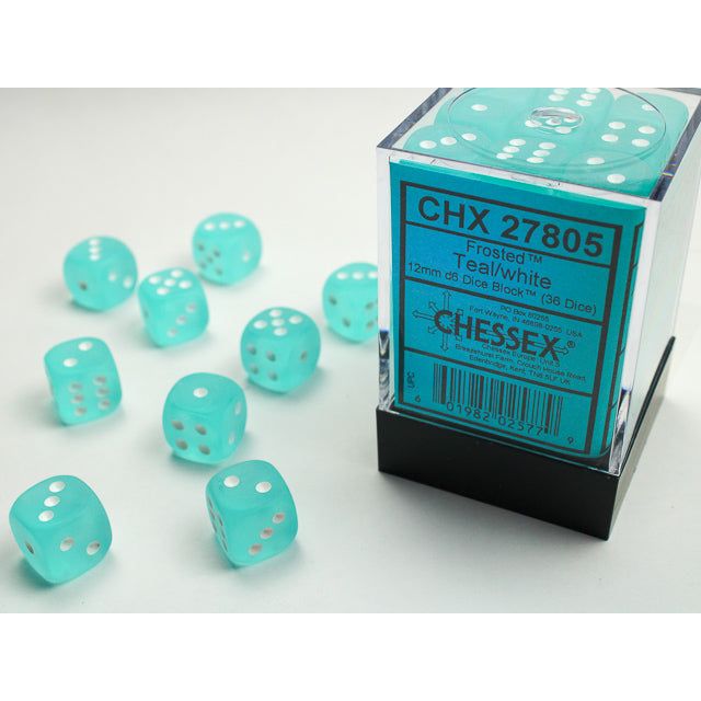 Chessex Frosted Teal/White Six-Sided 12mm Dice