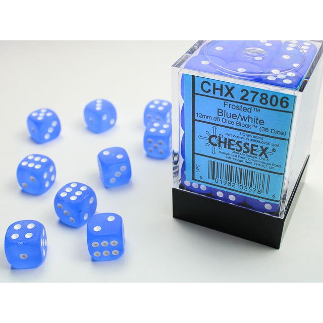 Chessex Frosted Blue/White Six-Sided 12mm Dice