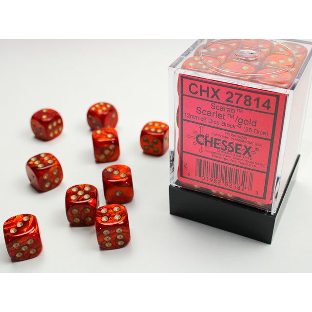 Chessex Scarab Scarlet/Gold Six-Sided 12mm Dice