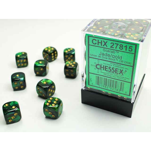 Chessex Scarab Jade/Gold Six-Sided 12mm Dice