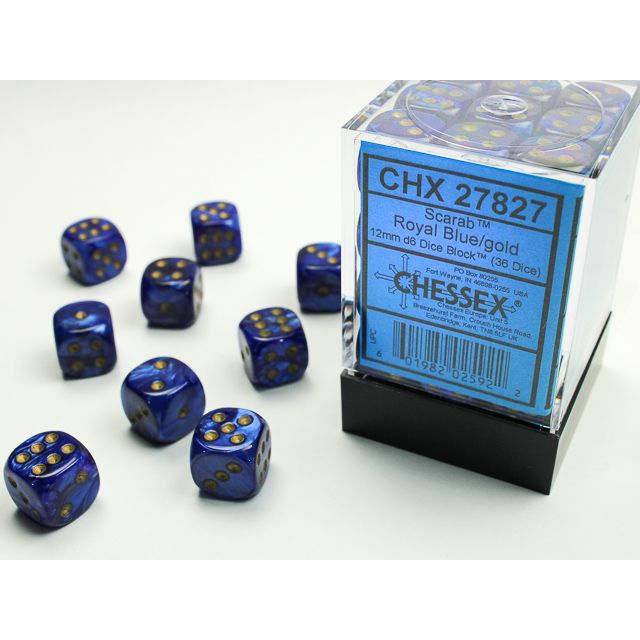 Chessex Scarab Royal  Blue/Gold Six-Sided 12mm Dice