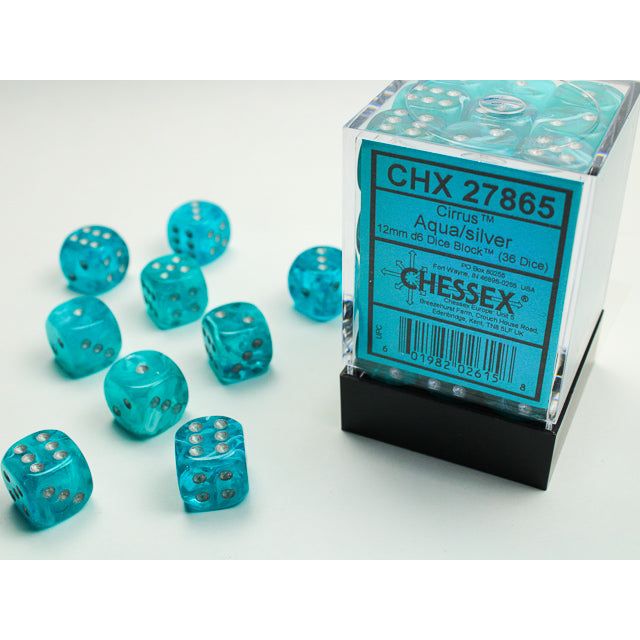 Chessex Cirrus Aqua/Silver Six-Sided 12mm Dice