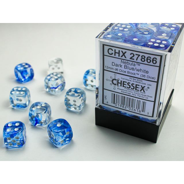 Chessex Nebula Dark Blue/White Six-Sided 12mm Dice