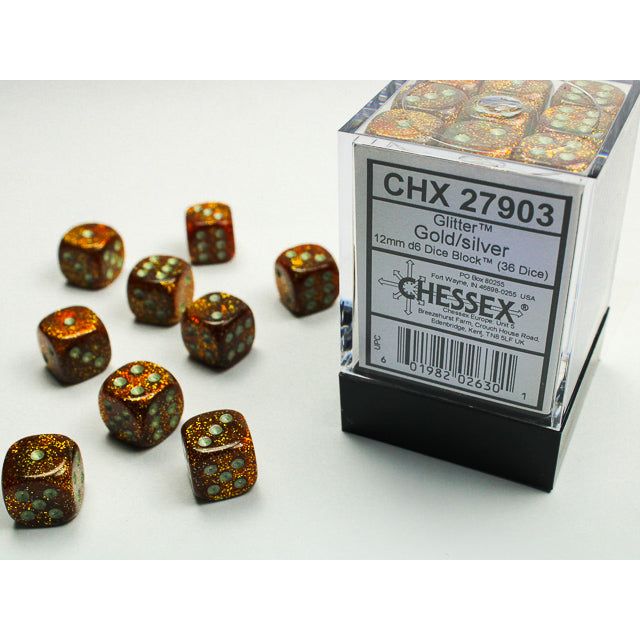 Chessex Glitter Gold/Silver 12mm Dice