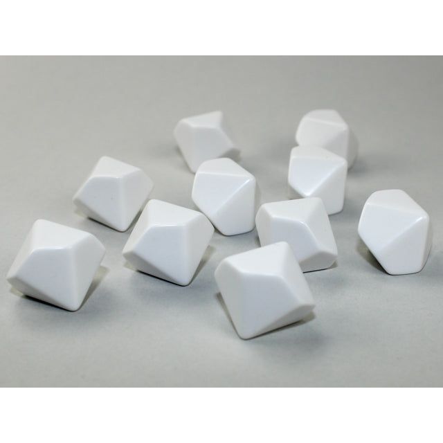 Chessex Bag of 10 Opaque Polyhedral Blank White Ten-Sided Dice