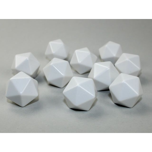 Chessex Bag of 10 Opaque Polyhedral Blank White Twenty-Sided Dice