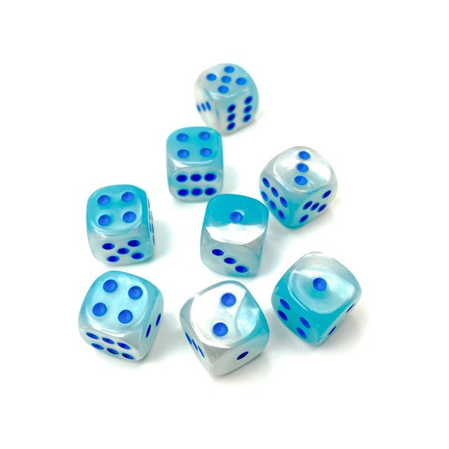 Chessex Gemini Pearl Luminary  Turquoise-White/Blue Six-Sided 12mm Dice