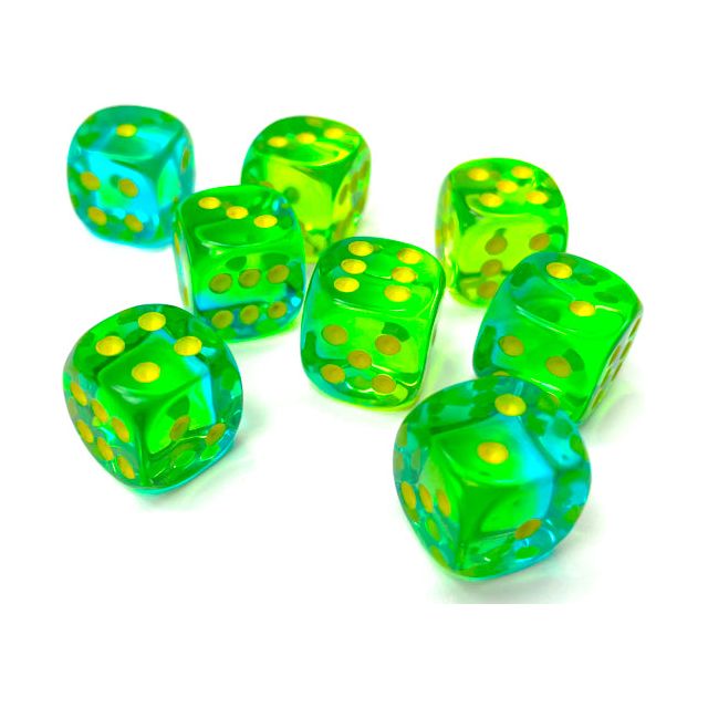 Chessex Gemini Translucent Green-Teal/Yellow Six-Sided 12mm Dice