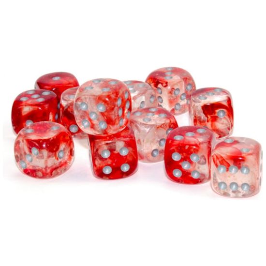 Chessex Nebula Luminary Red/Silver Six-Sided 16mm Dice