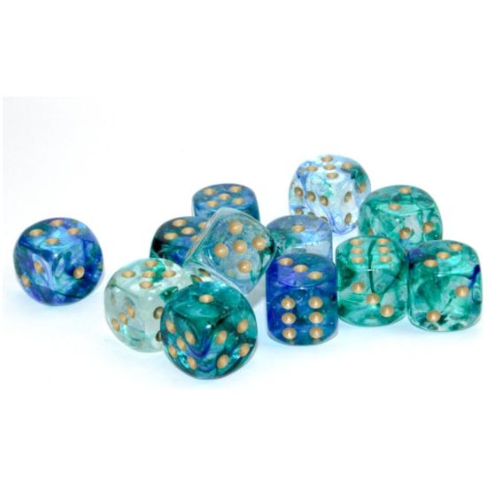 Chessex Nebula Luminary Oceanic/Gold Six-Sided 16mm Dice