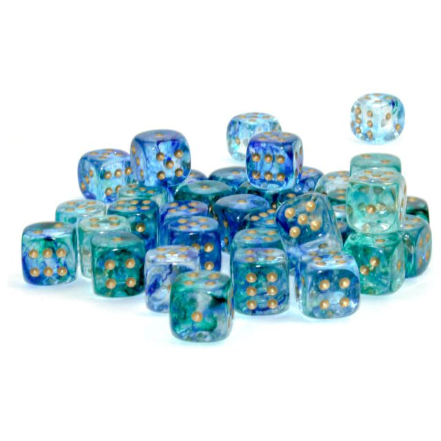 Chessex Nebula Luminary Oceanic//Gold Six-Sided 12mm Dice