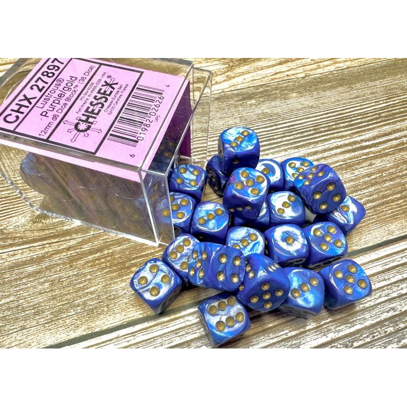 Chessex Lustrous Purple/Gold 12mm Dice