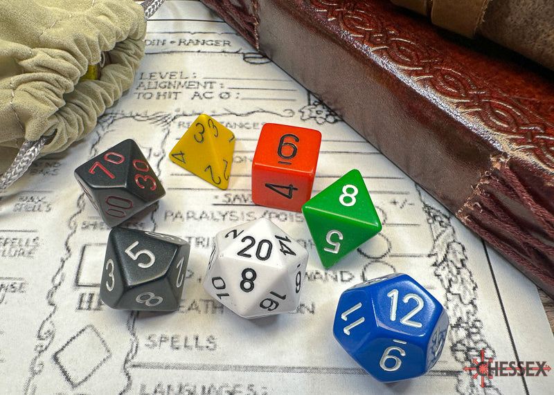 Chessex Nostalgia Opaque GM & Beginner Player Polyhedral 7-Set Dice Sets