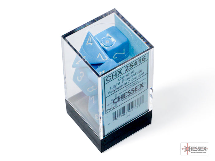 Chessex Opaque Blue/White Polyhedral 7-Set Dice Sets