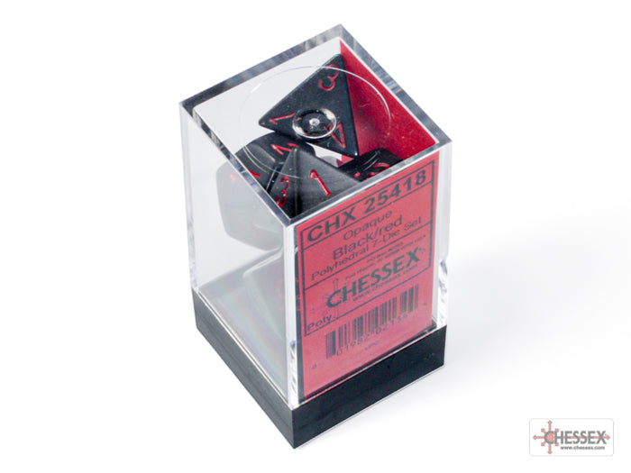 Chessex Opaque Black/Red Polyhedral 7-Set Dice Sets