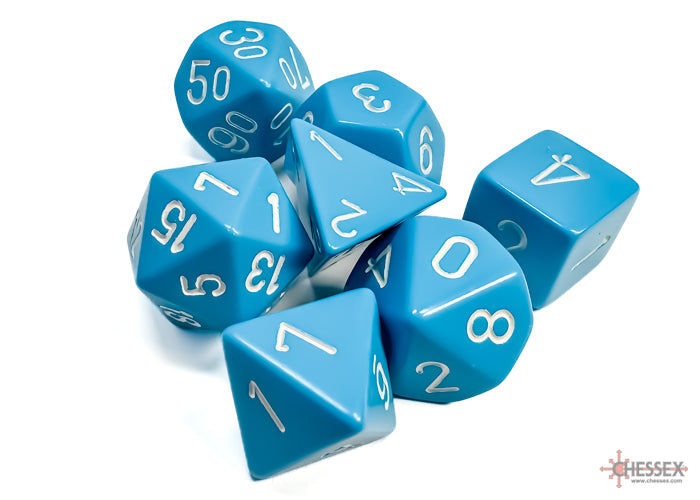 Chessex Opaque Blue/White Polyhedral 7-Set Dice Sets