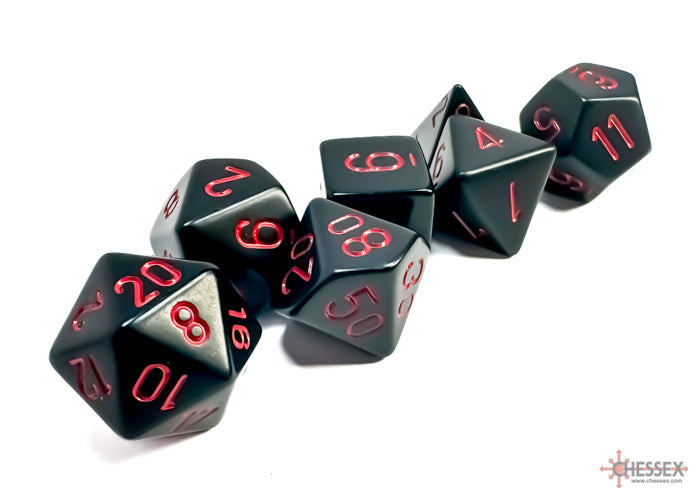Chessex Opaque Black/Red Polyhedral 7-Set Dice Sets